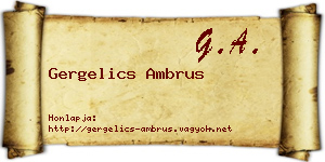 Gergelics Ambrus névjegykártya